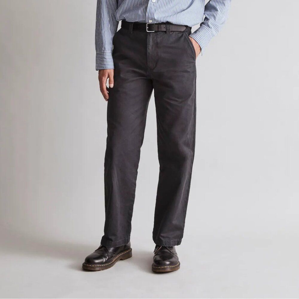 Madewell Men's Oversized Chino Pants Black Coal Nwt Size 33 Neutral Classic